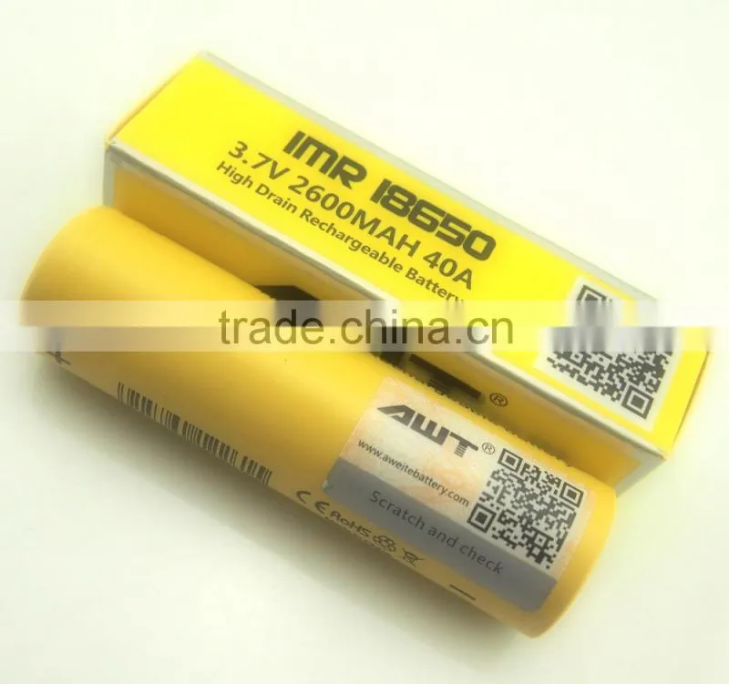 AWT Yellow 18650 2600mah 40A Subox mini vape mod box mod awt 18650 high drain for best vape mod philippine