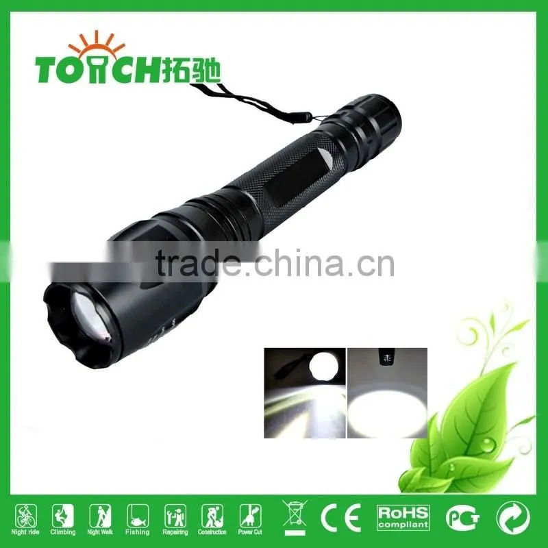 bike flashlight professional zoomable emergency flashlight high power super waterproof led lamp by 2*18650 battery With SOS lamp