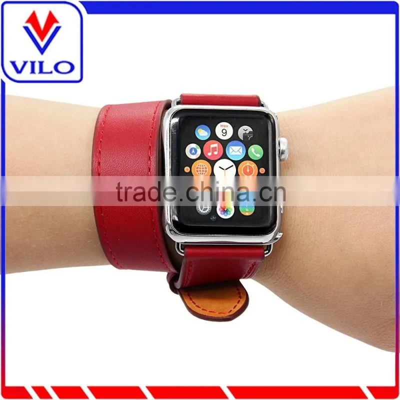 Genuine Leather Double Tour Watch Band Strap Bracelet Replacement Wrist Band for Apple Watch