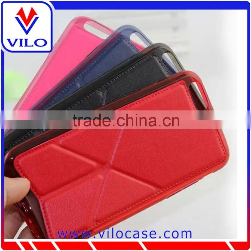factory wholesales Utra slim tpu with leather kickstand mobile phone case for iphone 6