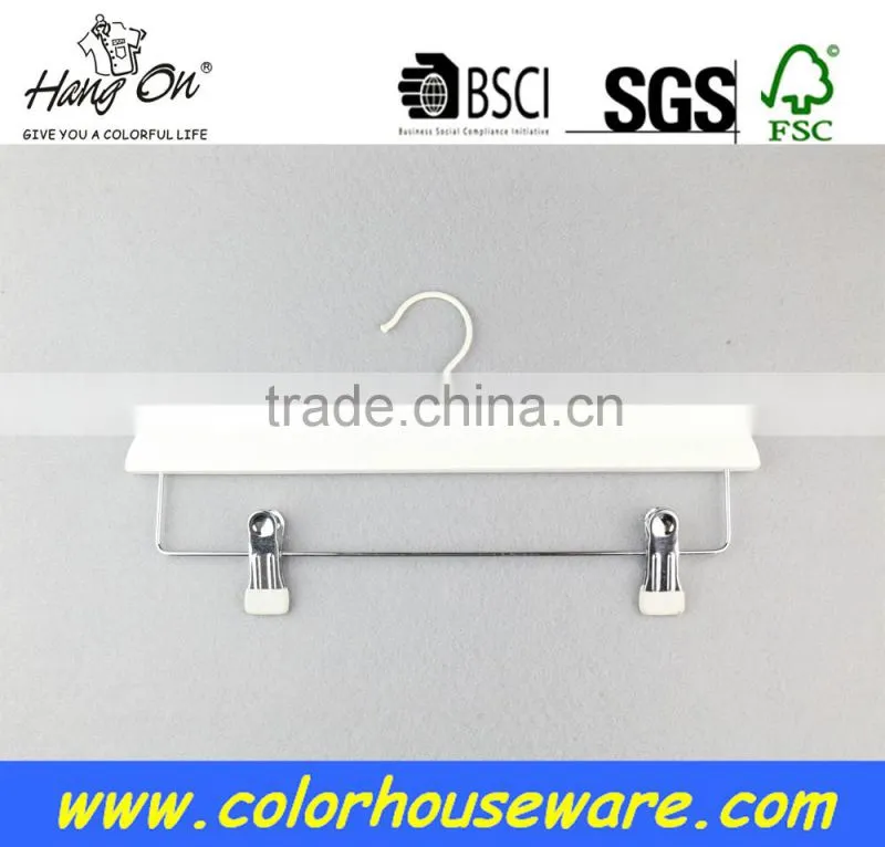 Bulk Cheap Laminated clothed wooden hanger With Clips