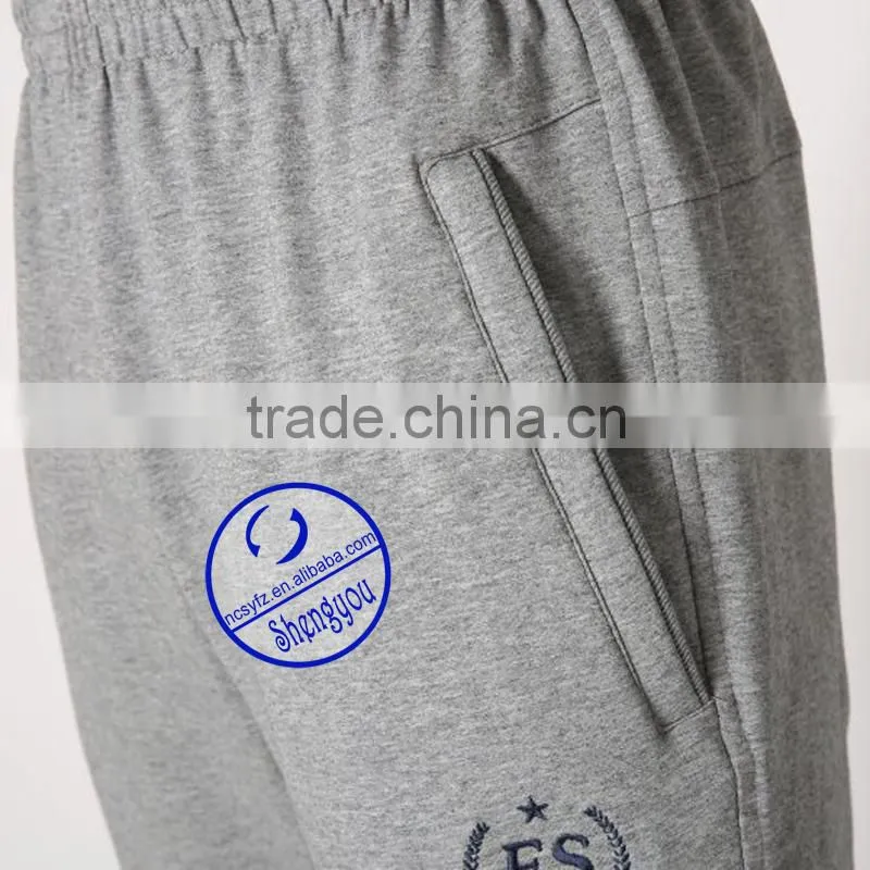 2015 custom mens sport jogger pants grey color wholesale sweatpants