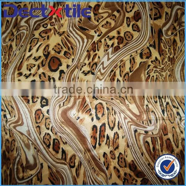 100%polyester leopard printed satin fabric for dress and shirt