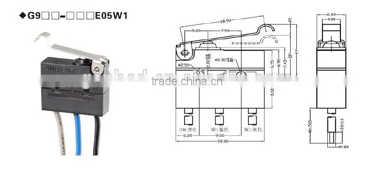 G9 sealed subminiature micro switch IP67