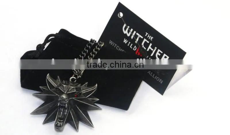 New Arrival Melone Retro The Witcher 3 Necklace With Red Eye Wolf Head Pendant