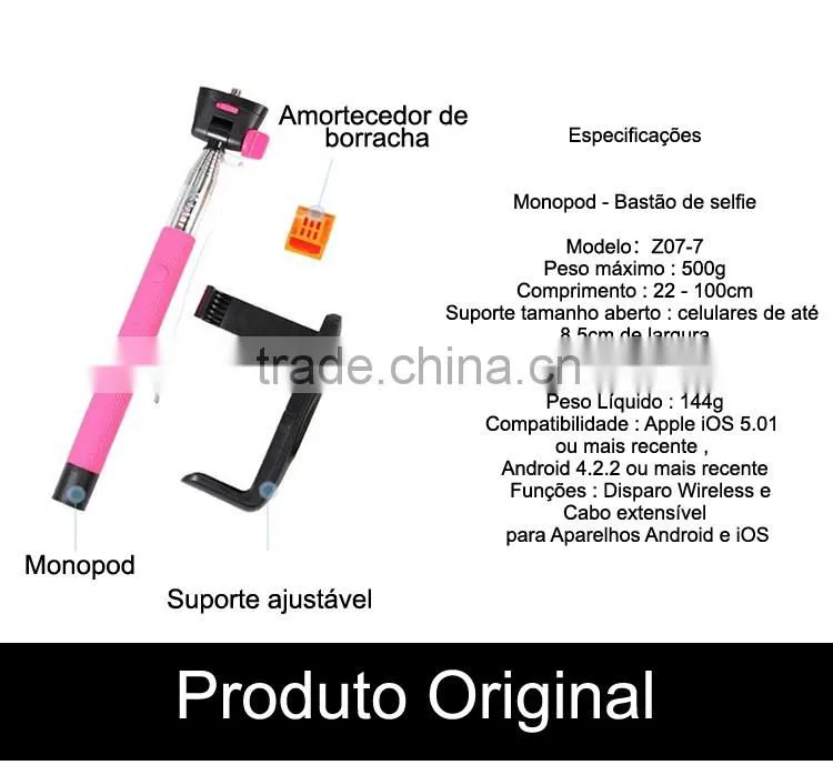 New Arrival Extendable Steel Monopod Wired Selfie Stick For Travel and Play