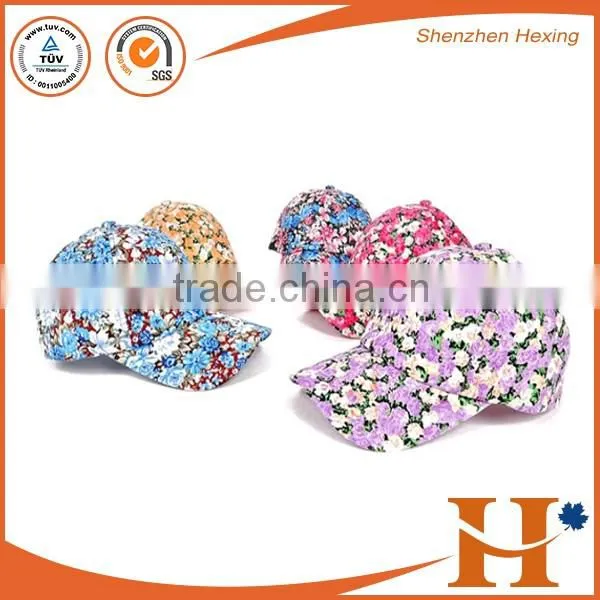 Colorful flower sports hats, custom girls golf sports cap, high quality women sprots hat