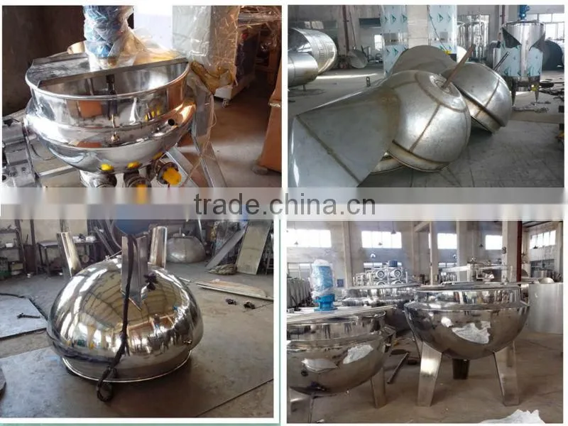 Industrial stainless steel steam jacketed kettle with agitator