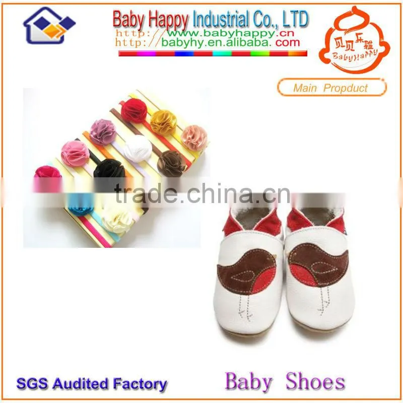 headband and genuine soft leather baby shoes