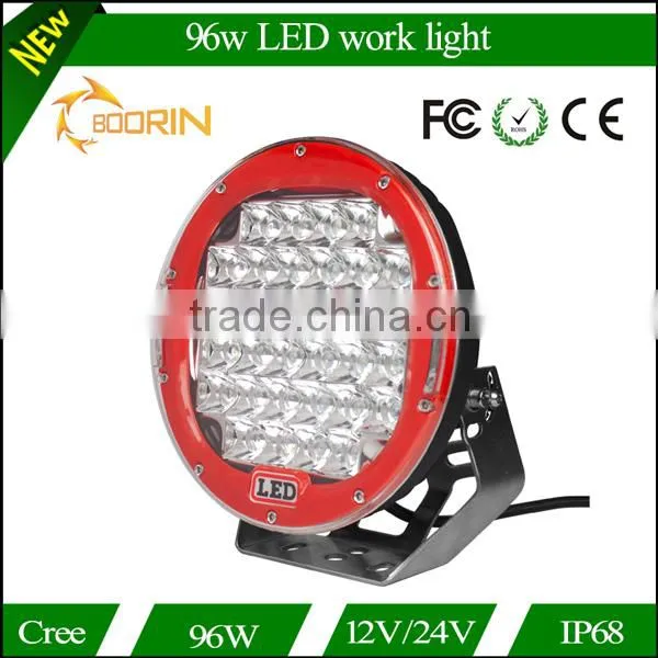 Top Sale Black/ Red automobile 4x4 accessories 4wd offroad 9 inch 96w round led working light led driving lights