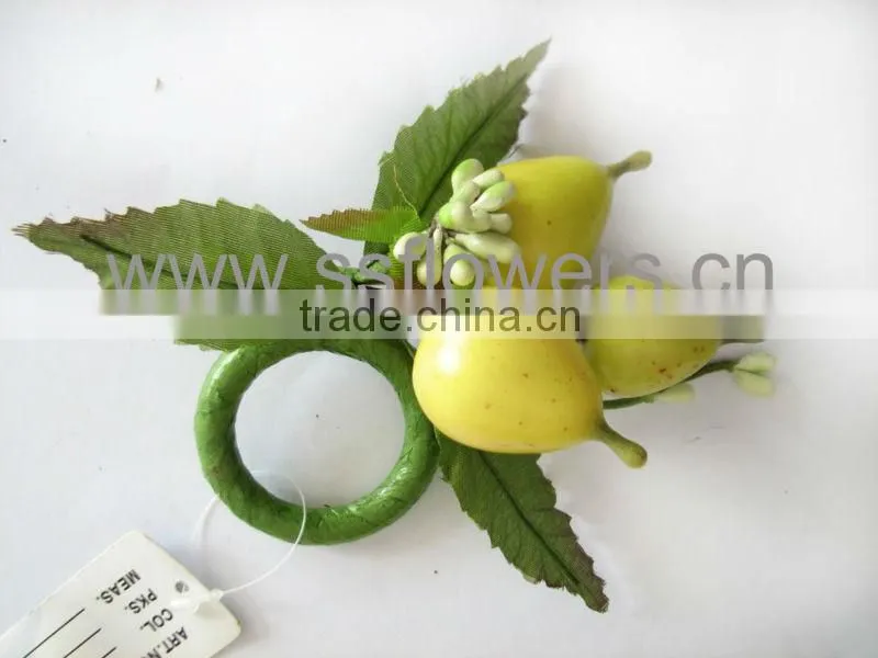 2011 NEW Artificial Flower Silk Flower 1.7" Acrylic Napkin Ring with Artificial Fruit