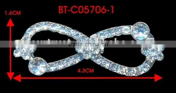 5MM 2MM Clear Crystal Rhinestone Ribbon Rhodium Metal Pair Buckle