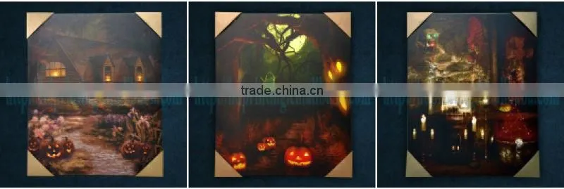 wooden wall word of halloween led canvas wall decor