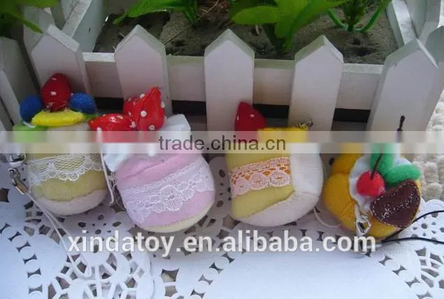 Mini fruit cake food keychain plush toy