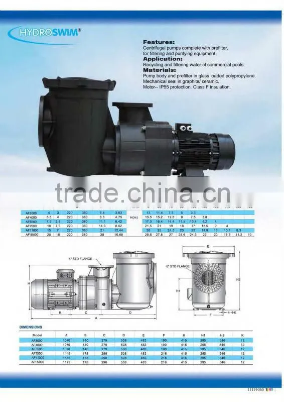 pool filtration water pump with lager strainer
