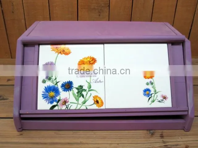 New ceramic 7pcs canisters set with purple lid and wood