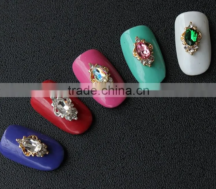 no fading color high opal rhinestone crown pearl setted crown oval pending metal charm for nail art
