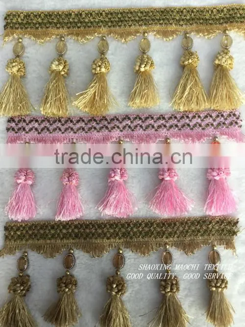 new design wholesale curtain fringe with crystal for home textile accessory