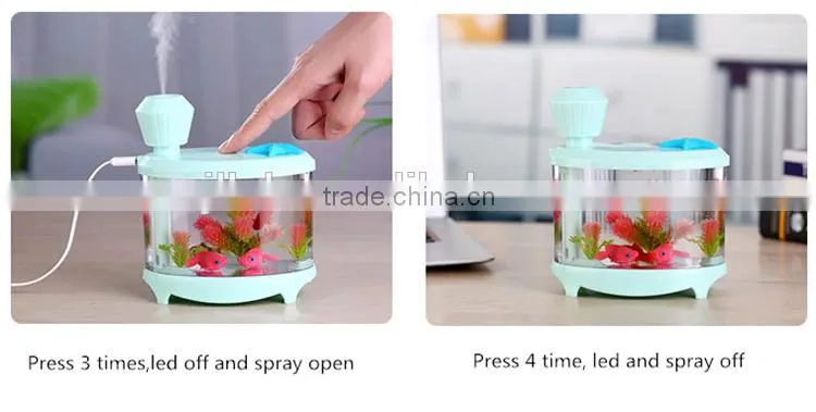 USB personal ultrasonic humidifier cool mist air purifier with led light fish tank function