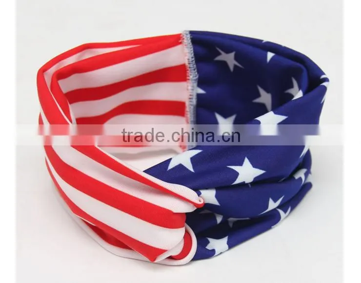The new baby children's hair accessories National Day flag models rabbit ears bow cross with the new foreign trade