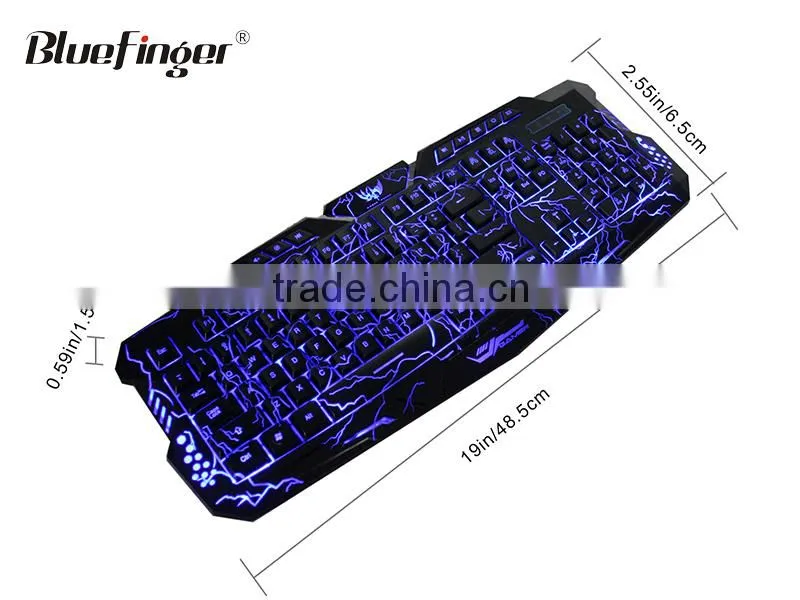 USB Wired Raised computer keyboard with cool crack backlit