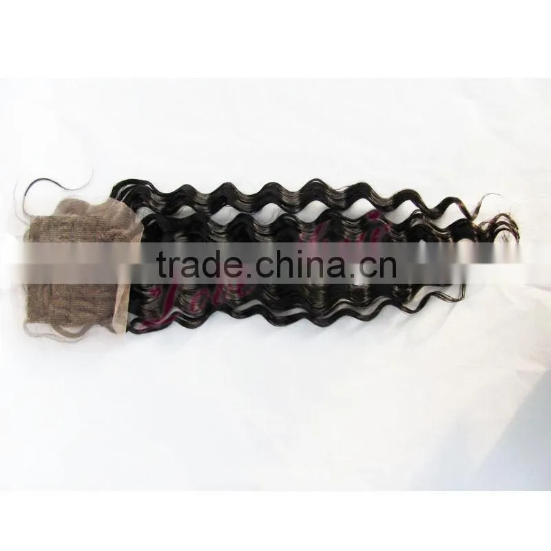 4x4 size full lace closure unprocessed 100% mongolian virgin hair wholesale virgin Hair deep wave Closure