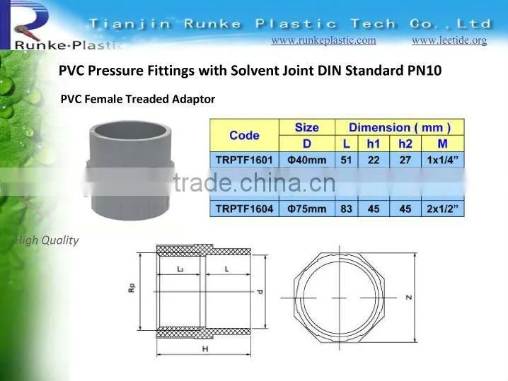 PVC Pipe Fitting PVC Socket DIN Standard PN10