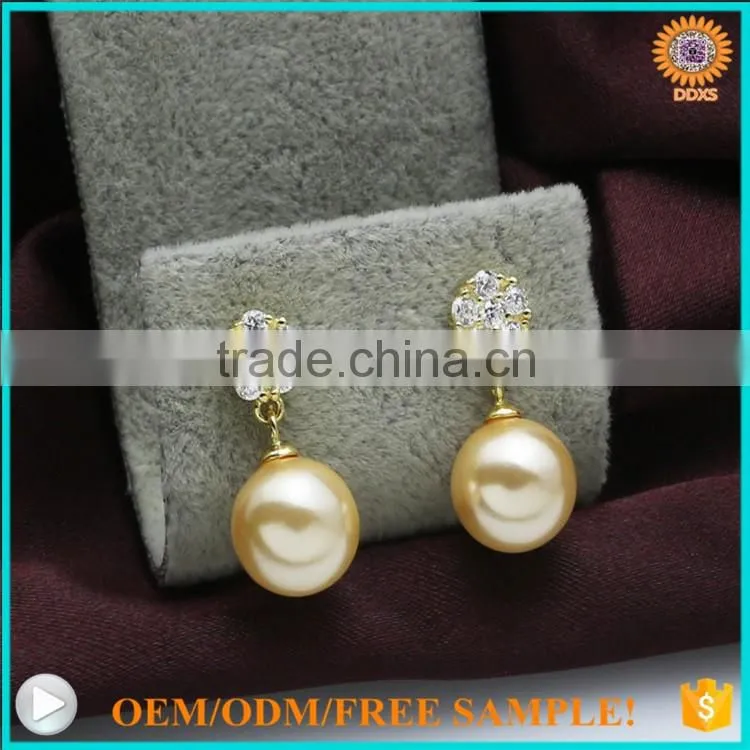 2016 fashion silver gold south sea shell pearl daily wear earrings