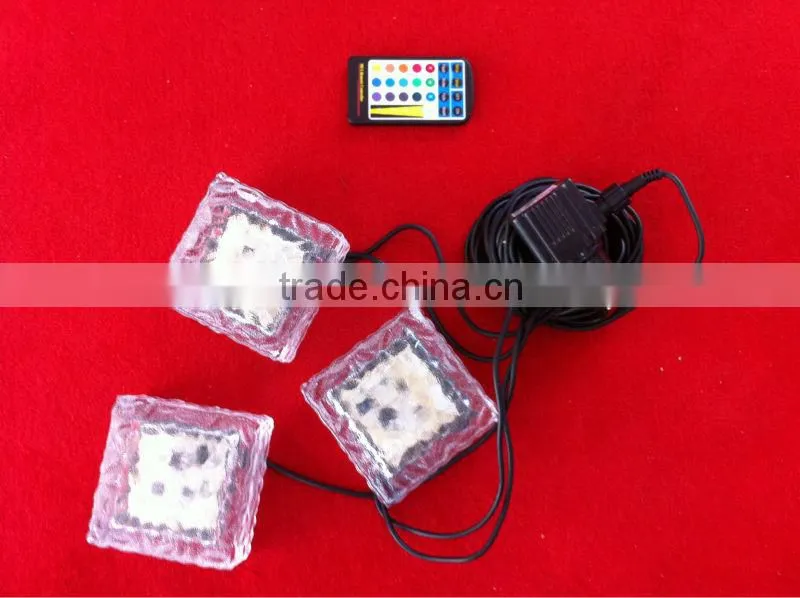 Low voltage LED ice glass brick light RGB with remote-controller(10*10*5cm 3 pieces per set))