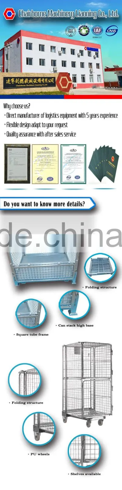 2016 hot galvanized wire mesh cage warehouse container with long service life