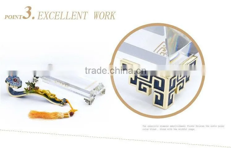 RORO Chinese Traditional Wishful Life Ruyi ginseng enamel crystal decorative article for home decoration