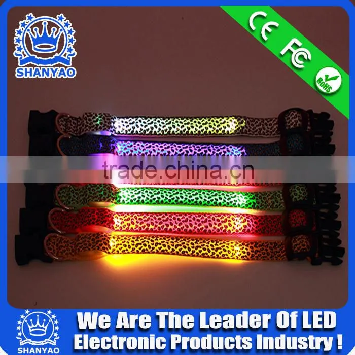 2016 Hot Selling Christmas led pet collar with Leopard