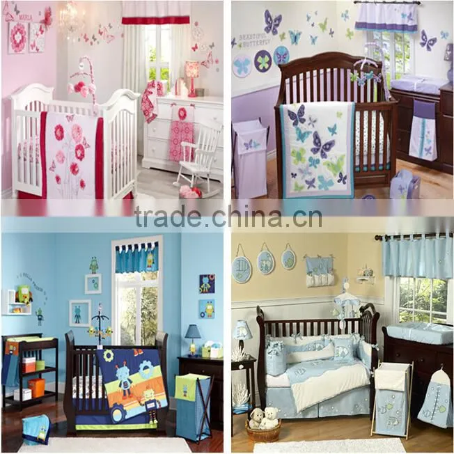 Hi Sprout Embroidery Design Baby Crib Nursery Bedding Set