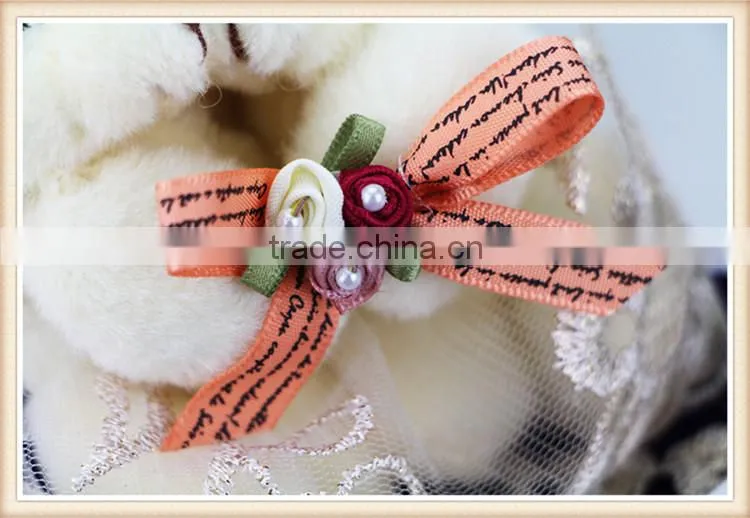 Upscale velvet fabric tissue box holder with double bear