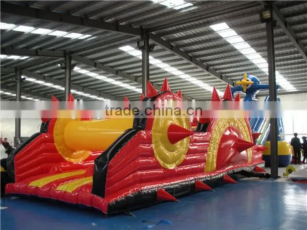 Inflatable bouncy castle with water slide