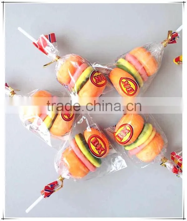 Bag packing burger shape sweet jelly lollipop gummy pops