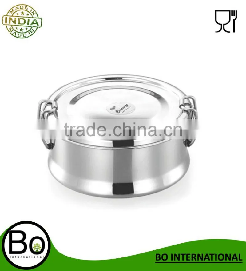 Stainless Steel Double Layered Round Lunch Box