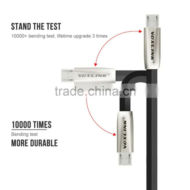 Voxlink High Quality 3D Zinc Alloy Fast Charging Data Sync Micro USB Cable for iPhone 6 6s Plus 5s 5 iPad mini/Samsung/HTC