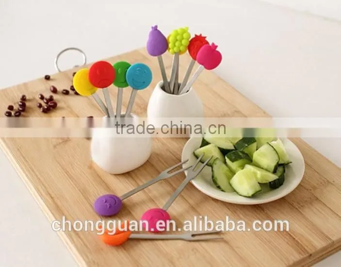 Free sample!!!Halloween party New Design ECO-friendly FDA&LFGB silicone fruit fork ,silicone fruit forks