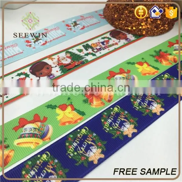 wired printed grosgrain christmas gift ribbon