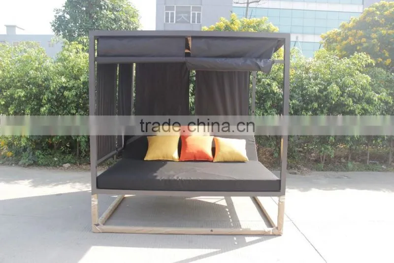 Fashion aluminium sunbed outdoor sofa bed with canopy