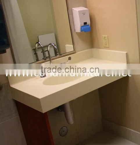 Double sink corian basin with mirror
