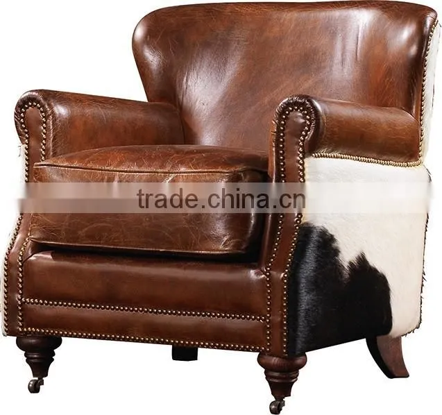 2016 high quality retro ,vintage leather leisure chair for living room C606#
