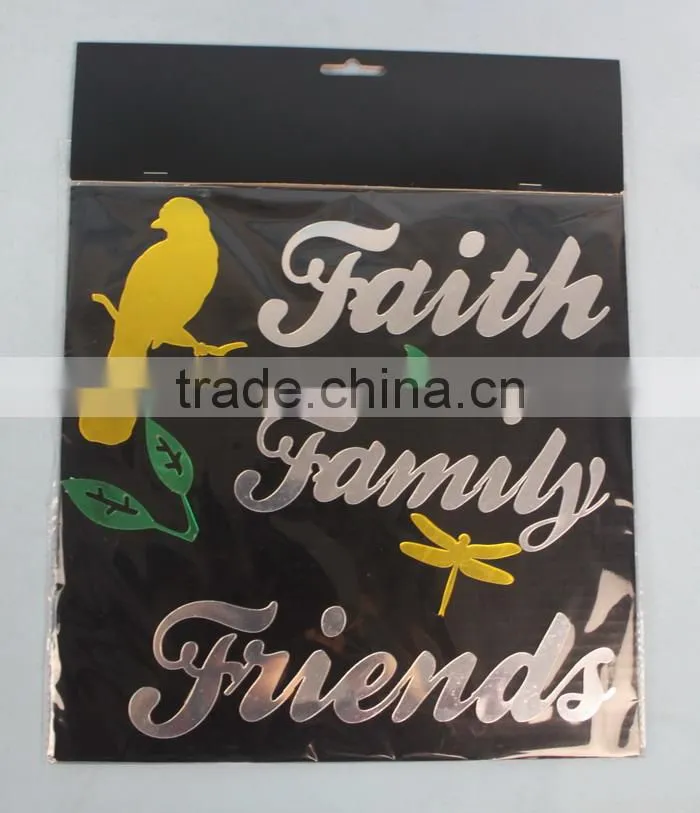 Word FAITH FAMILY FRIENDS Color Printed Mirror Stickers