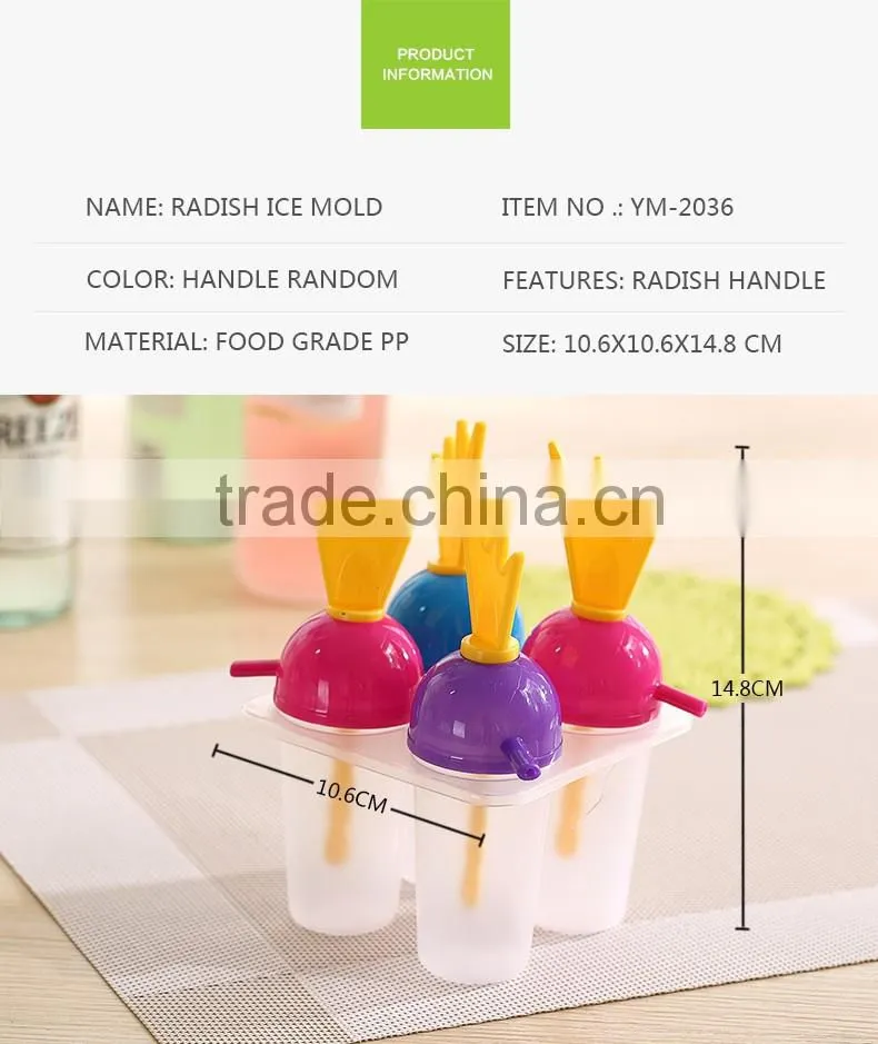 SSet of 4 pcs Ice cream mold plastic ice lolly mould ice tray maker
