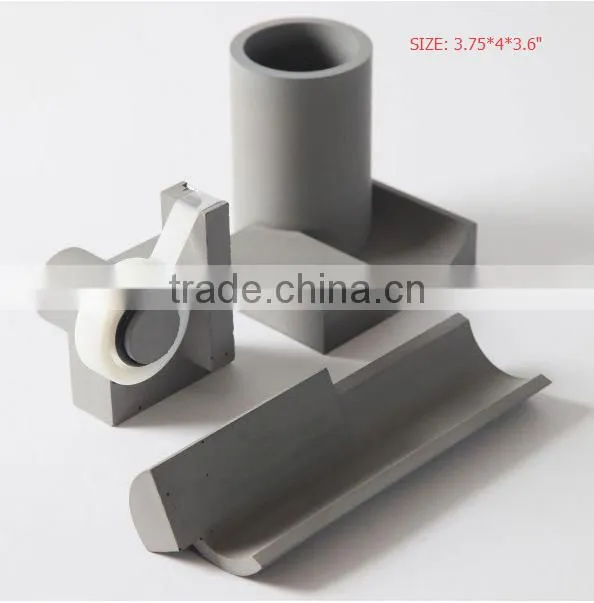 Desk Accessory Concrete Pen Holder , tape dispenser , tray