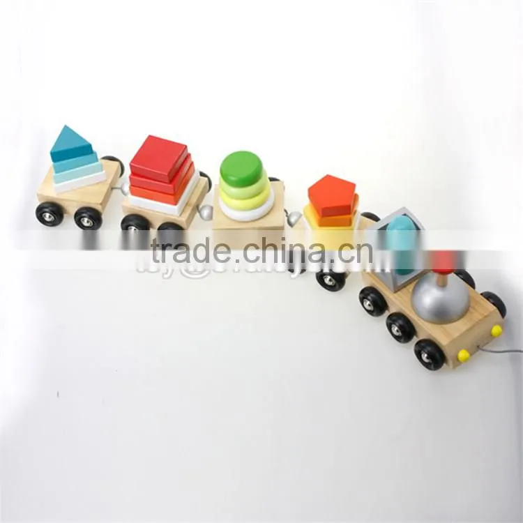 Best design educational children wooden stacking blocks train toy W04A270
