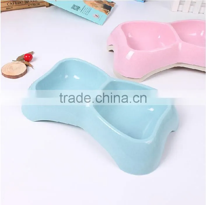 cute Double dog feeding dish / plastic double dog water dish /custom plastic double dog food bowl