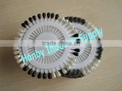 Wholesale 1 5/8'' pearl white & black teardrop islamic hijab pin