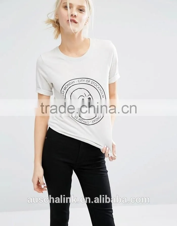 lady custom cheap fashion skull logo t shirt made in china
